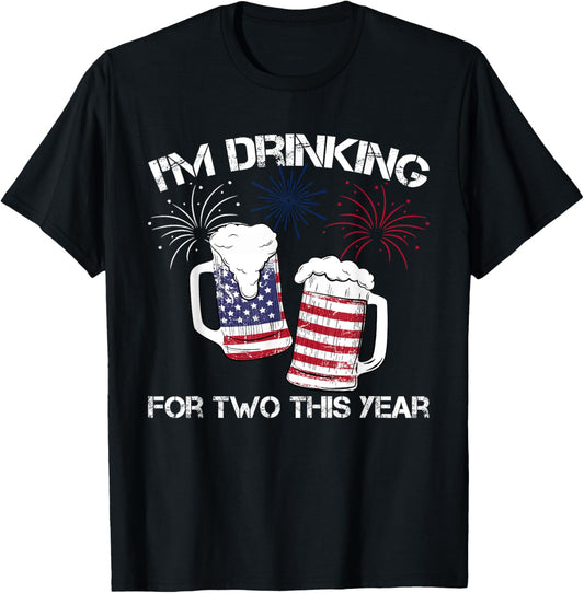 I'm Drinking For Two Pregnancy 4th Of July Shirt for New Dad T-Shirt