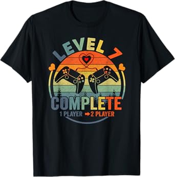 Gamer 7th Wedding Anniversary Level 7 Complete Anniversary T-Shirt