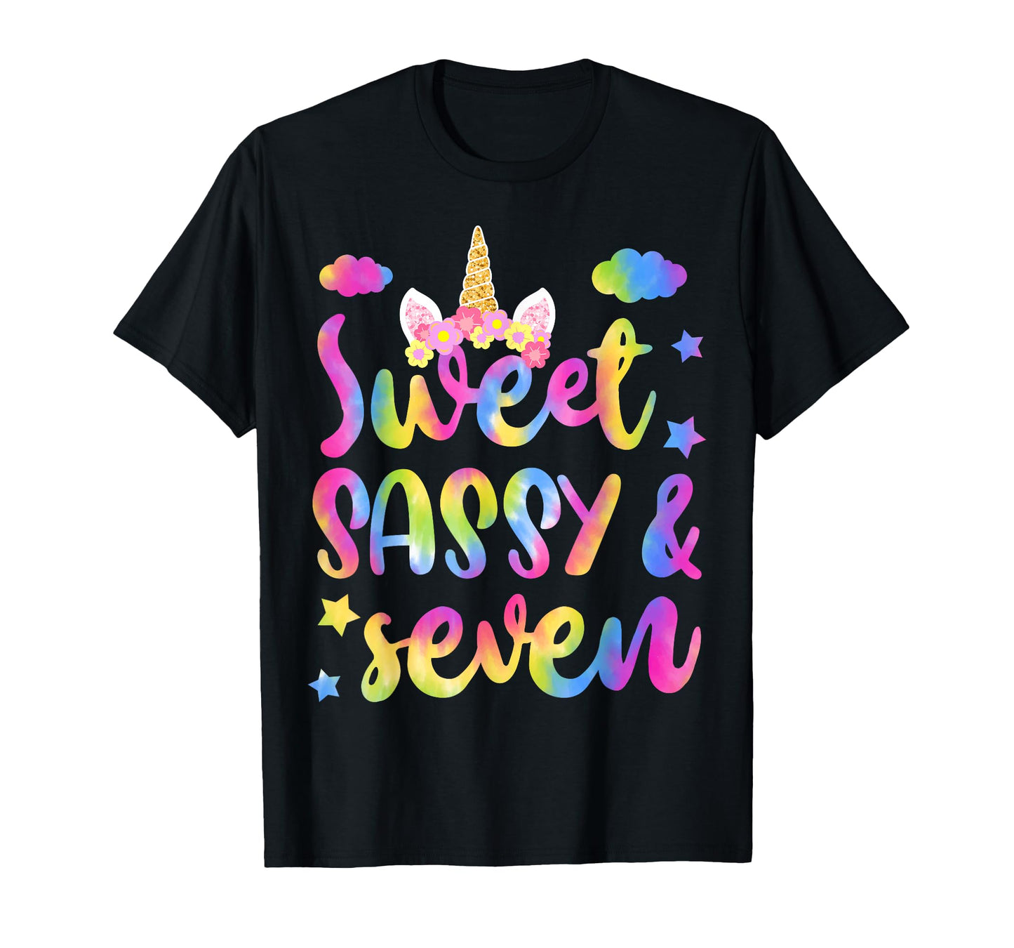 Kids Sweet Sassy And Seven Cute Unicorn 7th Birthday Girl T-Shirt
