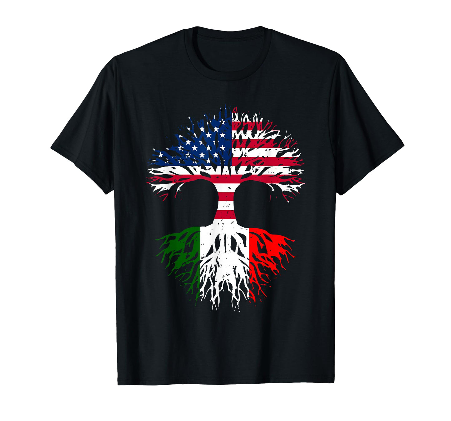 Italian Roots American Grown Tree USA Flag Funny Italy Flag T-Shirt