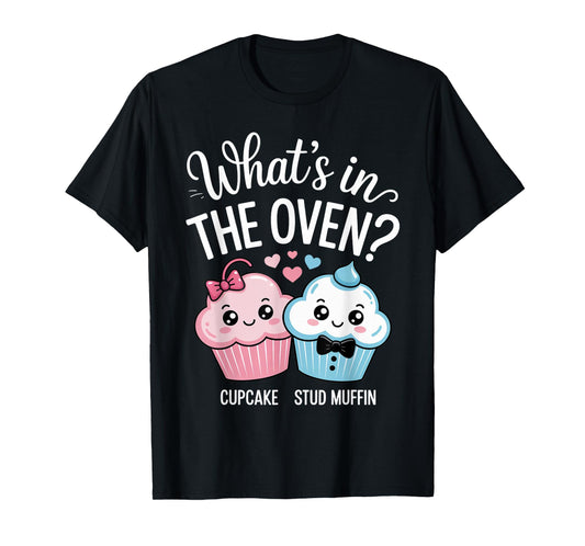 Cupcake Or Stud Muffin Baby Shower Keeper Gender Reveal T-Shirt