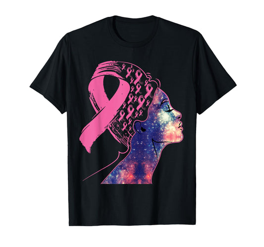 Black Women Queen Stronger Than Breast Cancer Pink Ribbon T-Shirt