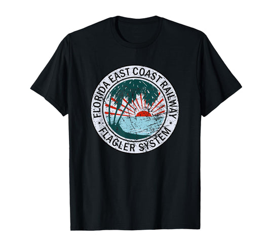 Vintage Distressed Florida East Coast Railway Sunset Tee T-Shirt