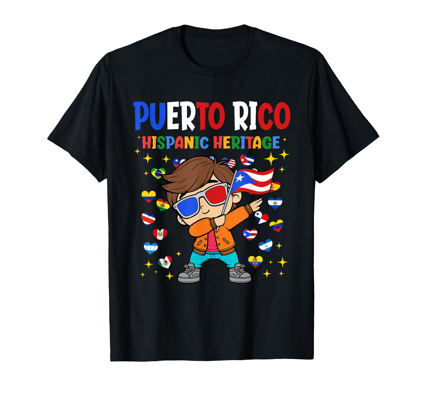 Hispanic Heritage Puerto Rican Flag Proud Rico Boys Kids T-Shirt