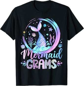 Mermaid Grams Family Matching Girl Birthday Party T-Shirt