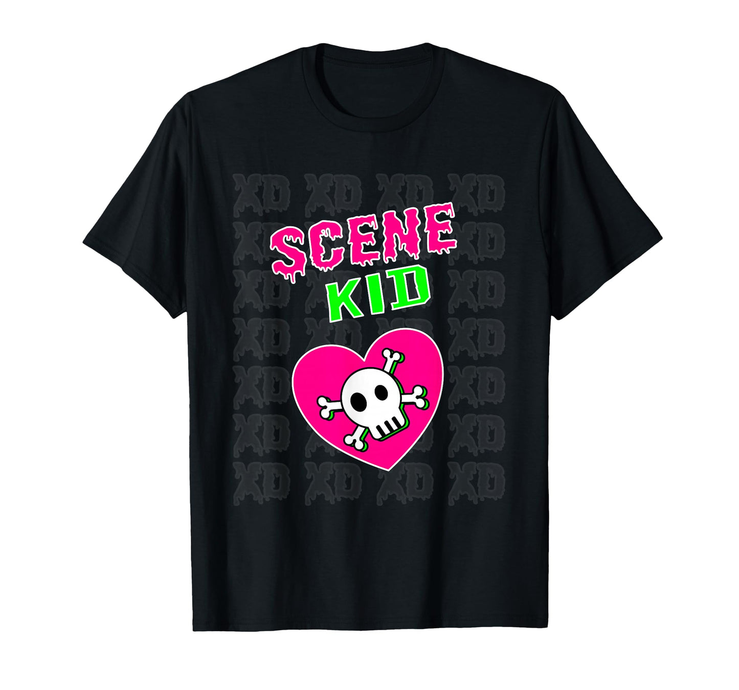 Scene Kid Neon Skull XD T-Shirt