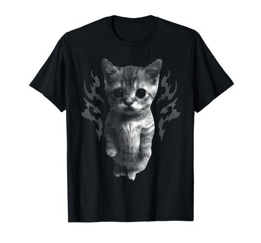 Funny Y2k Retro Cat Silly Vintage Kitten Meme Cat Lover T-Shirt