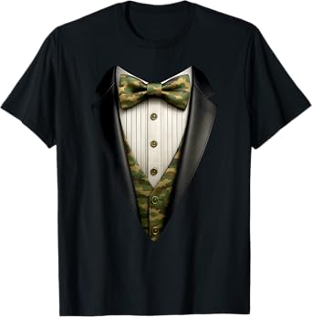 Camo Tuxedo 4th of July Camoflauge Halloween Costume Suit T-Shirt