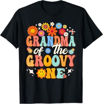 Retro Grandma of Groovy One Matching Family 1st Birthday T-Shirt