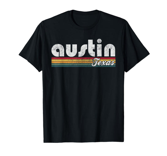 Austin Texas Vintage 70's 80's Retro Style Men Women Gift T-Shirt