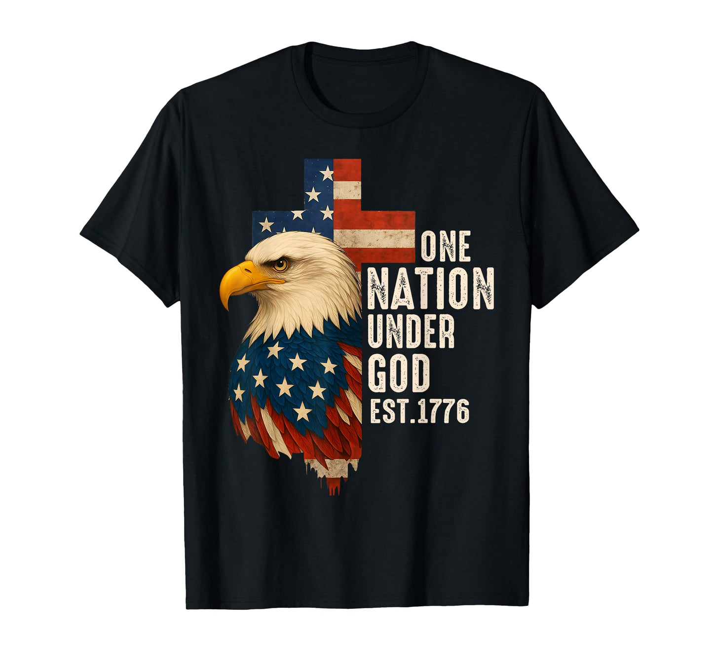One Nation Under God Flag 4th Of July Patriotic Christian T-Shirt