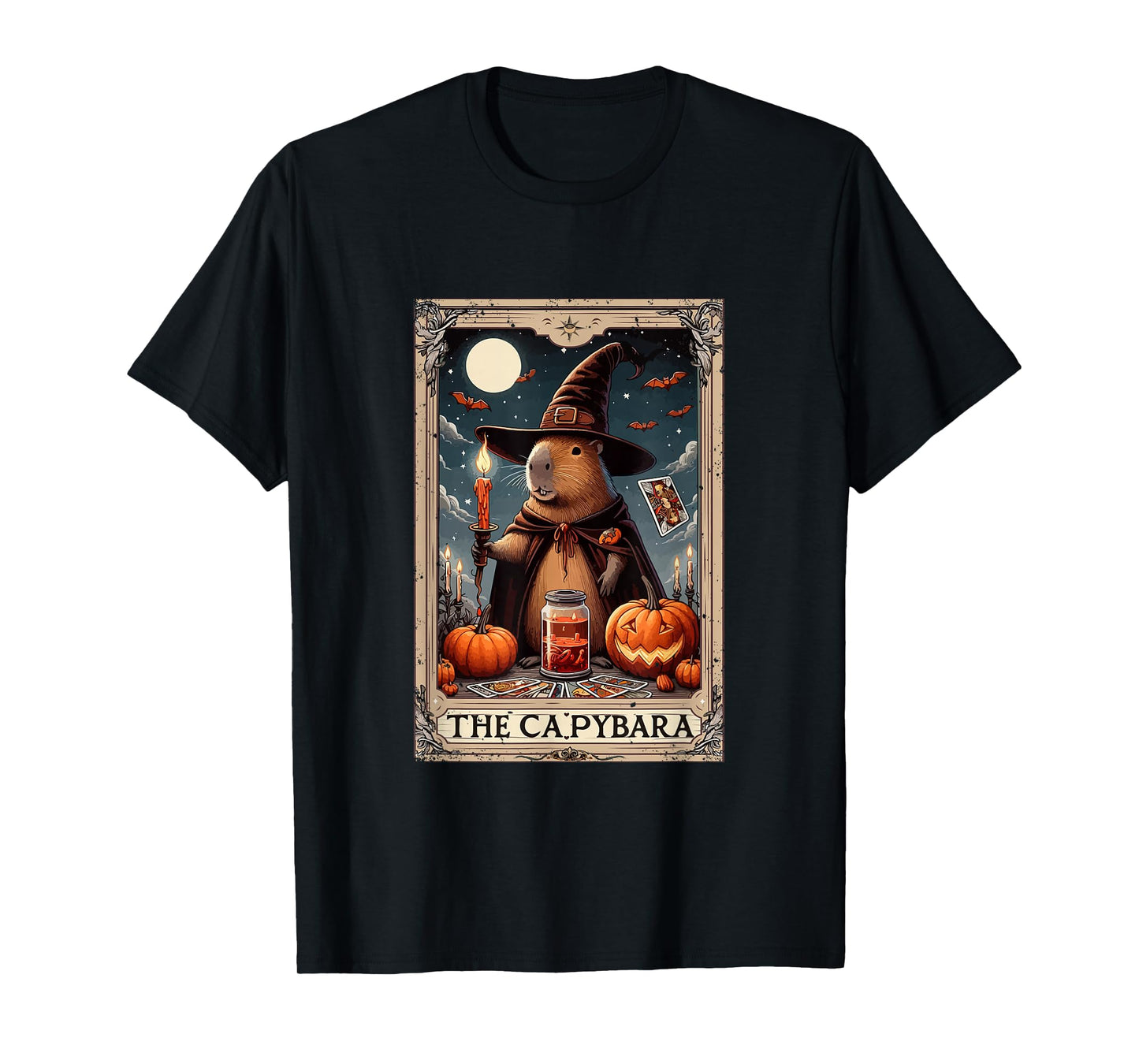 The Capybara Halloween Witch Cute Tarot Card Lover Player T-Shirt