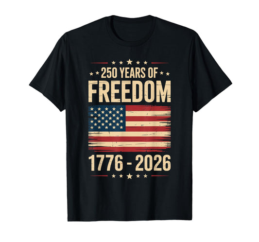 250 Years Freedom USA Flag 1776 2026 Vintage T-Shirt