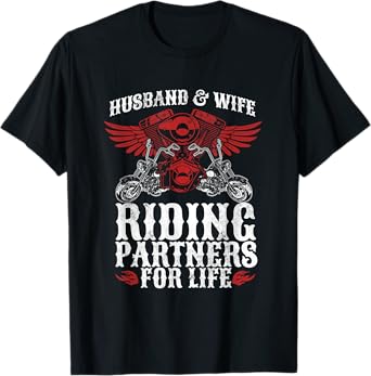 Motorcycle Biker Husband Wife Partners For Life Wedding T-Shirt