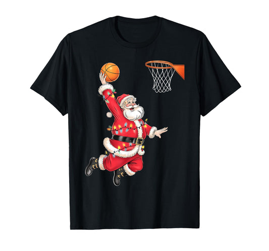 Funny Santa Claus Playing Basketball Merry Christmas Boys T-Shirt