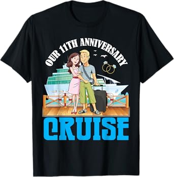 Couple Together Our 11th Anniversary Cruise Romantic Getaway T-Shirt