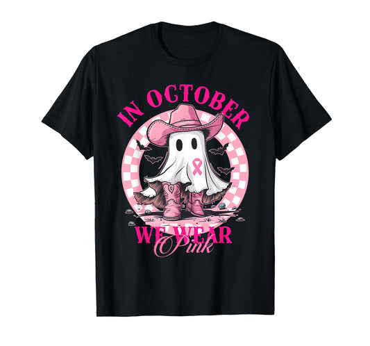 In October We Wear Pink Breast Cancer Awareness Halloween T-Shirt