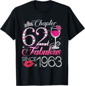 Chapter 62 Fabulous Since 1963 62nd Birthday Queen Diamond T-Shirt