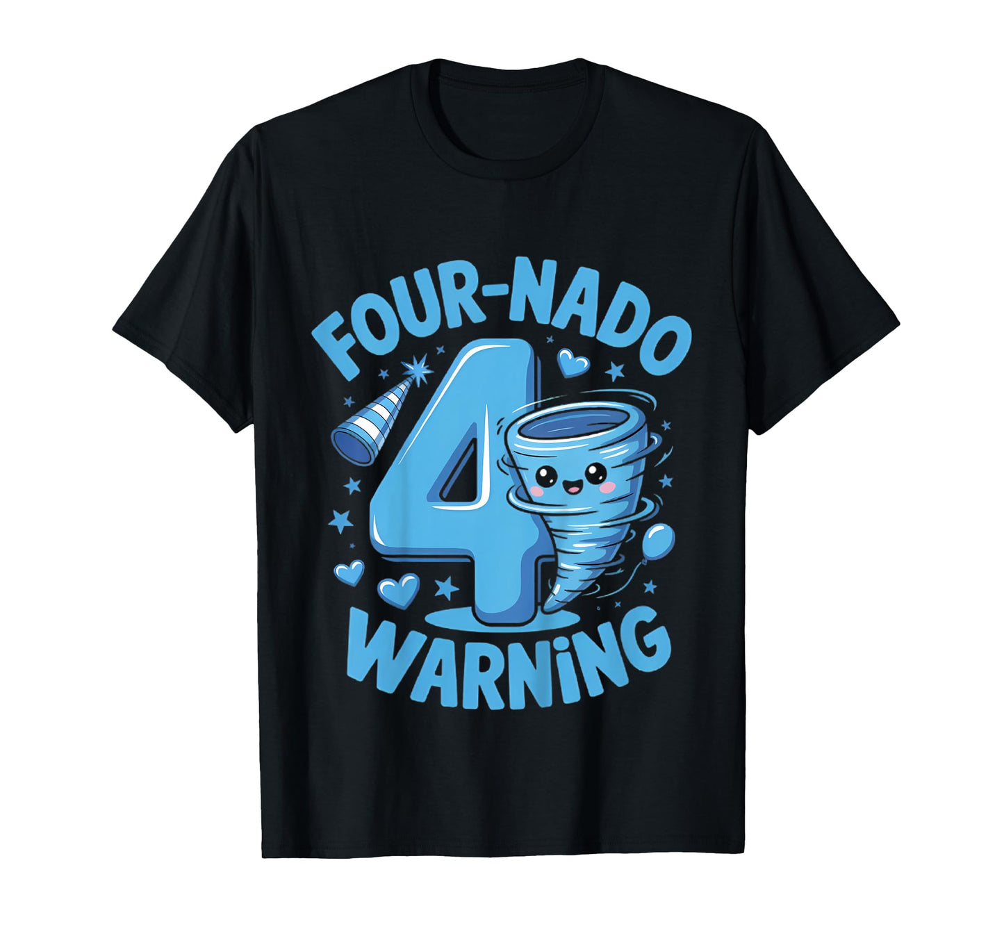 Kids Four-Nado Warning 4th Birthday Boy Tornado Birthday T-Shirt