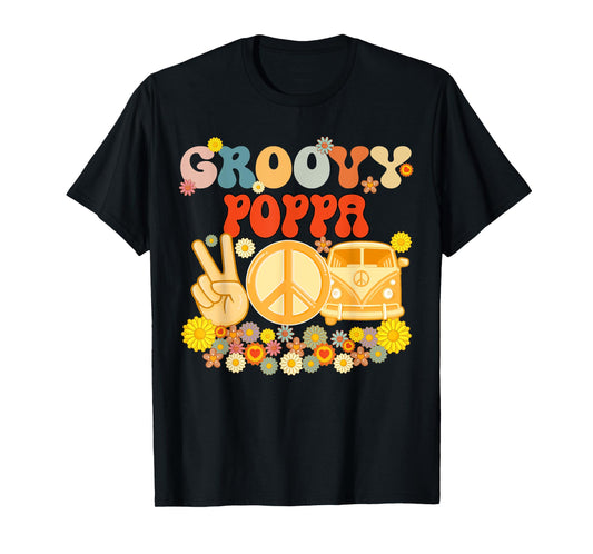 Groovy Poppa Retro Matching Family Baby Shower Father's Day T-Shirt