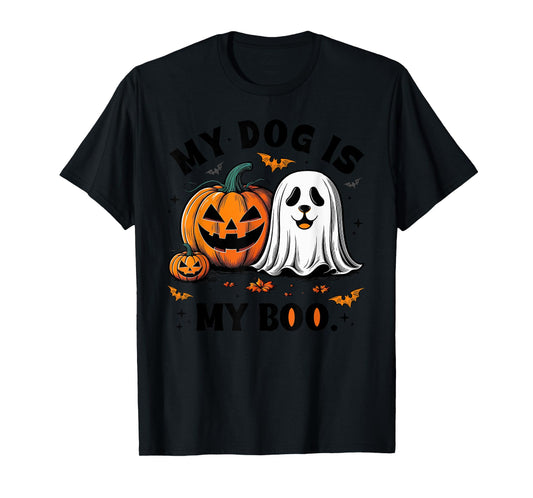 My Dog Is My Boo Spooky Season Ghost Halloween Groovy T-Shirt