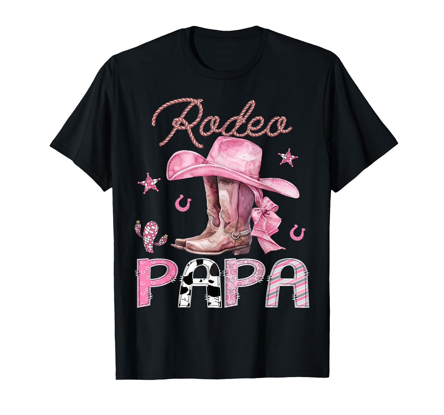 Rodeo Papa Pink Boots Coquette CowGirl Birthday Party T-Shirt