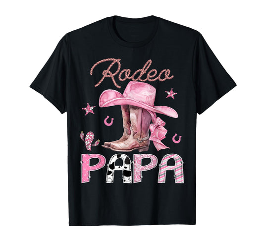 Rodeo Papa Pink Boots Coquette CowGirl Birthday Party T-Shirt