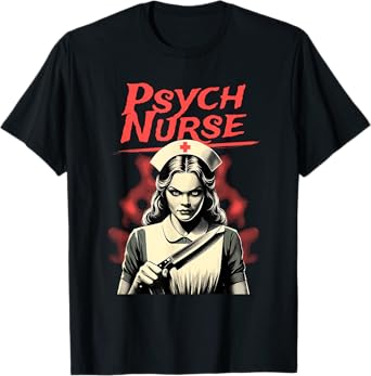 Psych Nurse Vintage Horror Graphic Woman Halloween Costume T-Shirt