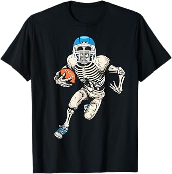 American Football Skeleton Halloween Men Boys Football Fan T-Shirt