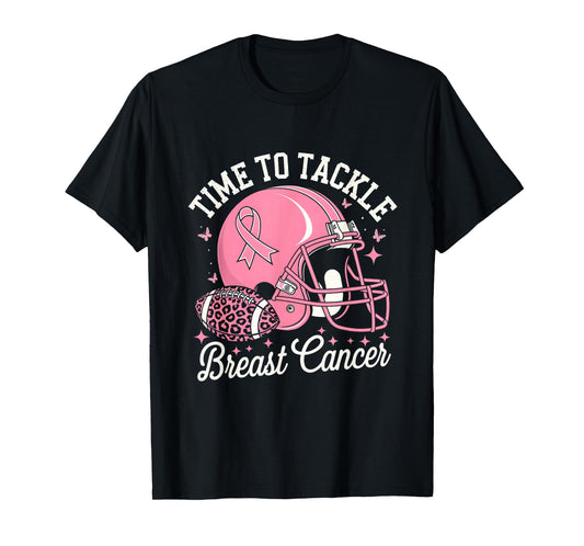 Tackle Football Breast Cancer Awareness Pink Ribbon Boys Kid T-Shirt