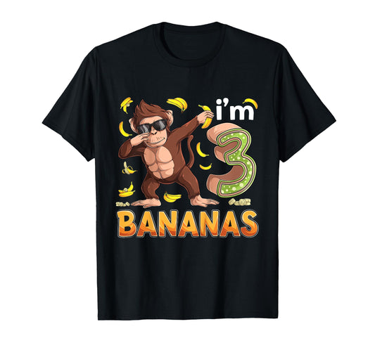 3 Year Old Monkey Birthday Safari Jungle Animal 3rd B-day T-Shirt