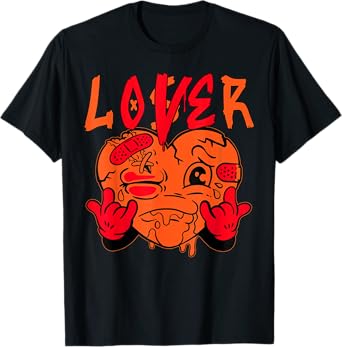 Orange Loser Lover Pink Drip Heart Matching Tee Men Women T-Shirt