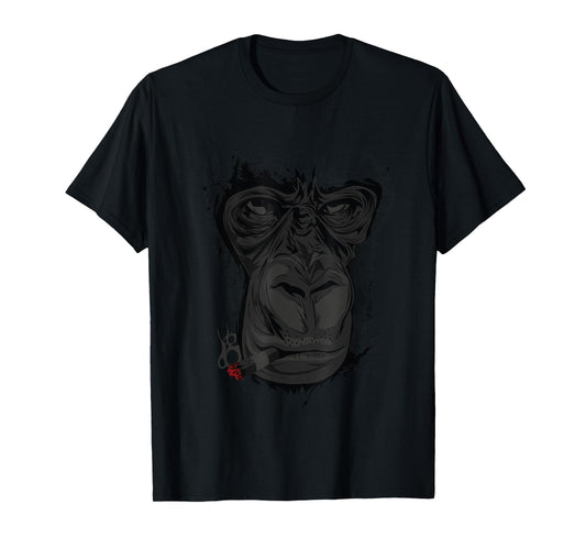 Angry Gorilla Shirt Graphic Ape Cigar Smoking Monkey Gift T-Shirt
