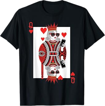 Classic Black Queen of Hearts Playing Card Poker Queen T-Shirt