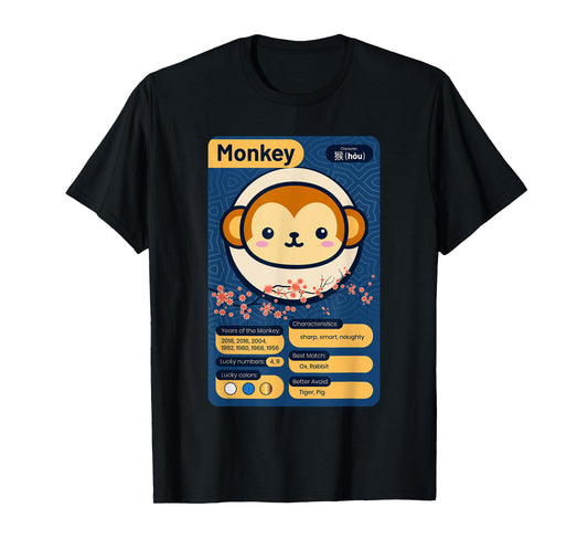 Chinese Zodiac Horoscope Animal Facts Year of the Monkey T-Shirt