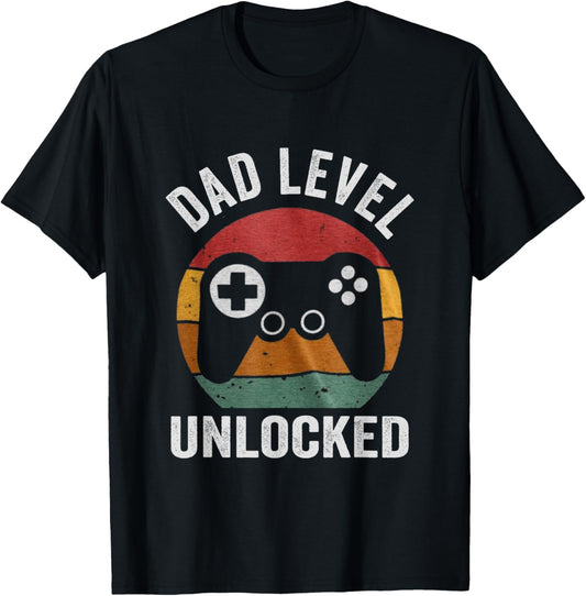 Funny New Dad Dad Level Unlocked day Gaming T-Shirt