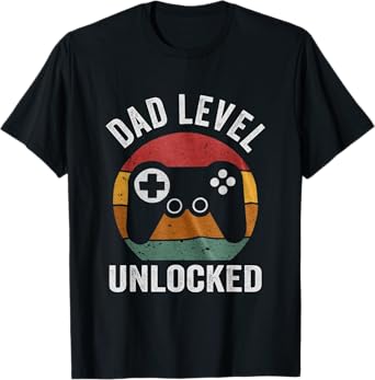 Funny New Dad Dad Level Unlocked day Gaming T-Shirt