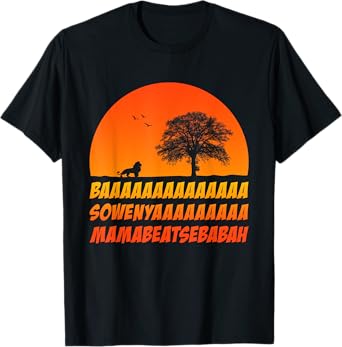 Vintage Retro by 4Do Limited African Lion Baaa Sowenyaaa Unisex-Adult T-Shirt, Black, Small, Short Sleeve
