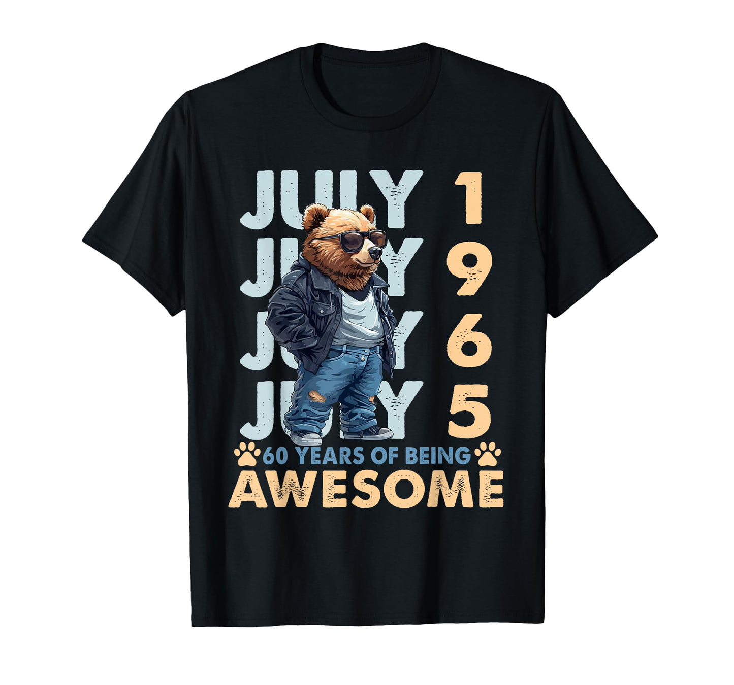 60th Birthday Bear Legends July 1965 60 Years Old For Mens T-Shirt