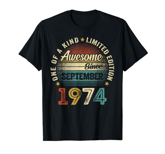 50 Year Old Vintage Born In September 1974 50th Birthday Men T-Shirt