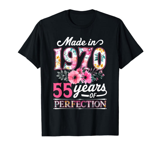 55 Year Old Made In 1970 Floral Flower 55th Birthday Womens T-Shirt