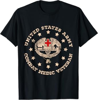 U.S Army Combat Medic Veteran Medical Military Flag Vintage T-Shirt