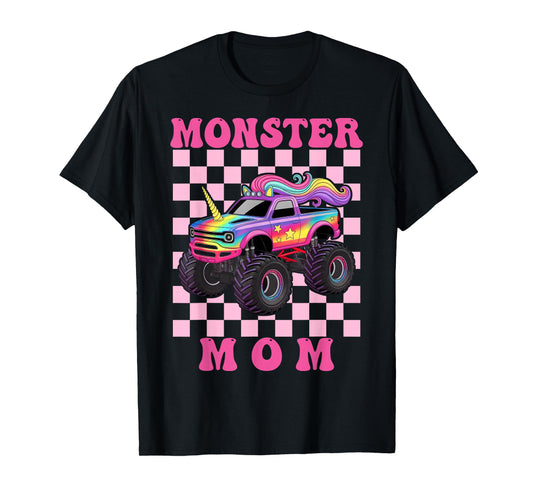 Monster Truck MoM Pink Monster Trucks Lover Mom Groovy T-Shirt