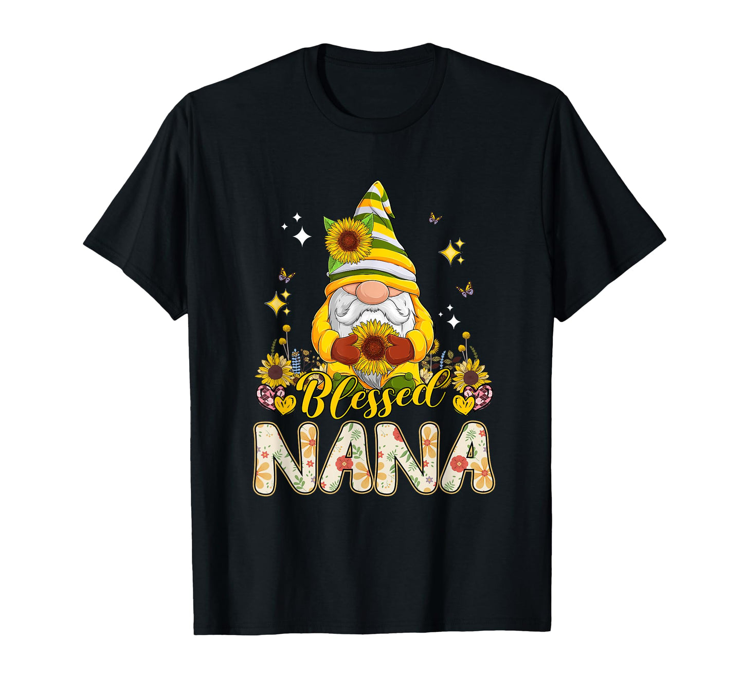 Blessed Nana Costume Floral Sunflowers Gnome Mother's Day T-Shirt