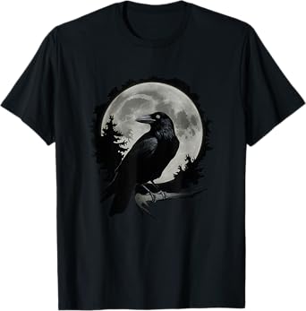 Full Moon Raven Women Men Kid Black art Black Bird Crow Moon T-Shirt
