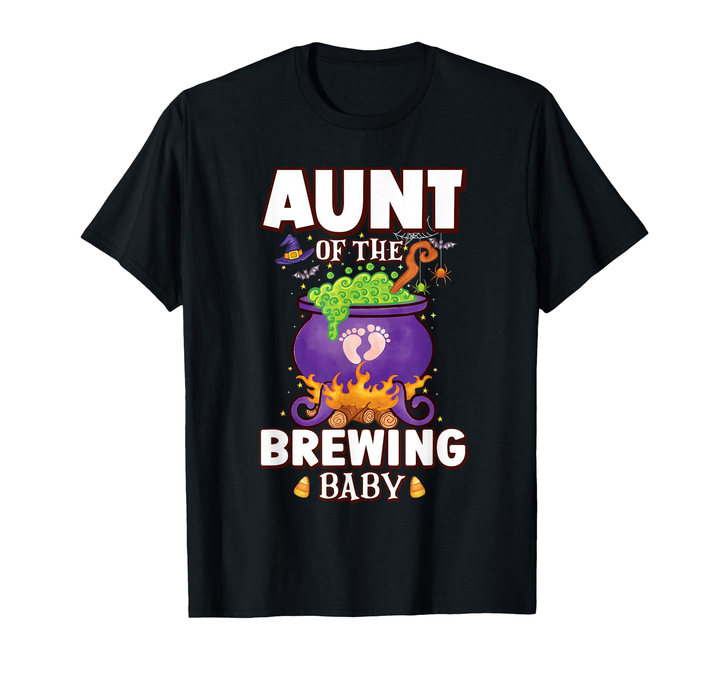 Spooky Aunt of Brewing Baby Halloween Theme Baby Shower T-Shirt