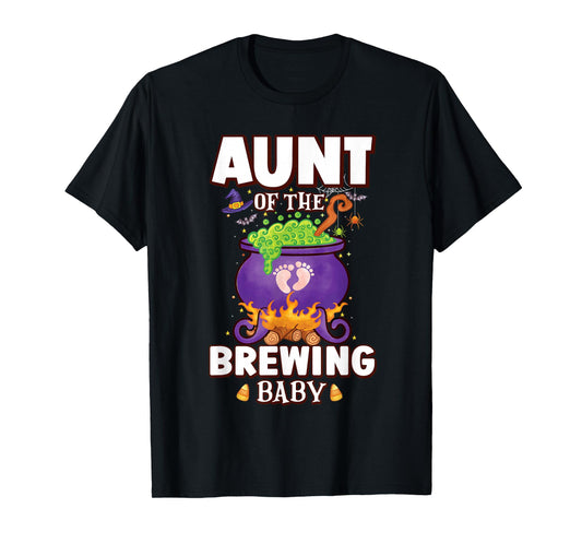 Spooky Aunt of Brewing Baby Halloween Theme Baby Shower T-Shirt