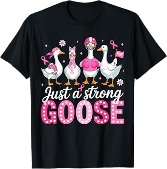 Just A Strong Goose American Football Breast Cancer Women T-Shirt