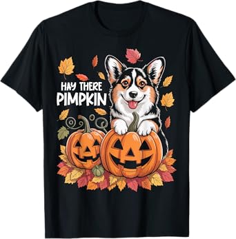 Cute Corgi Dog Lover Spooky Halloween - Hey There Pumpkin T-Shirt