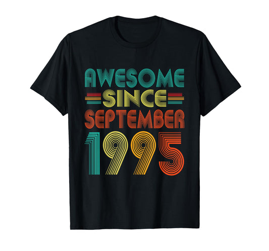 Awesome Since September 1995 Years 30th Bday Funny Vintage T-Shirt